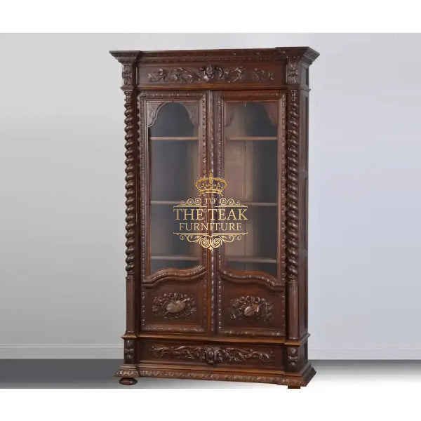 Deluxe Wooden Teak Bookshelf – Intricately Hand Carved & Timeless