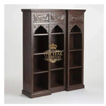 Load image into Gallery viewer, Rustic Hand Carved Teak Wooden Bookshelf – Elegant &amp; Sturdy Storage
