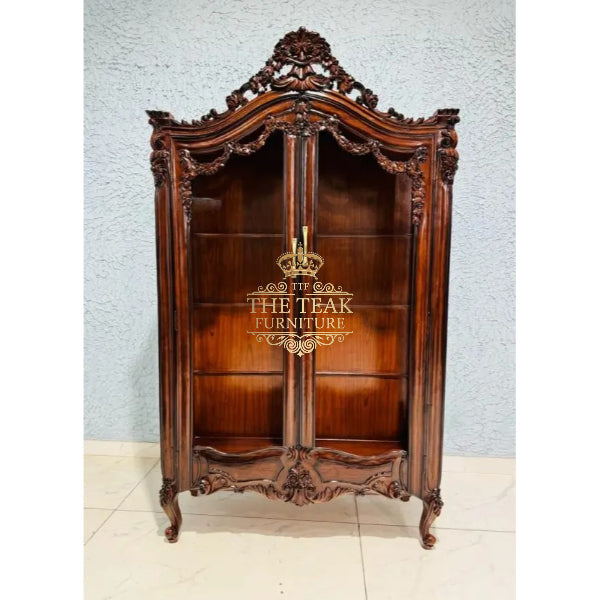 Masterfully Crafted Teak Wood Crockery Almirah – Elegant Storage Unit