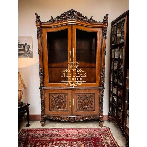 Bespoke Hand-Carved Teak Almirah – Stylish & Functional Crockery Storage