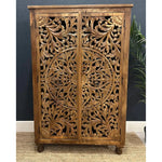 Load image into Gallery viewer, Hand-Carved Teak Wood Cabinet with Intricate Floral Design-1
