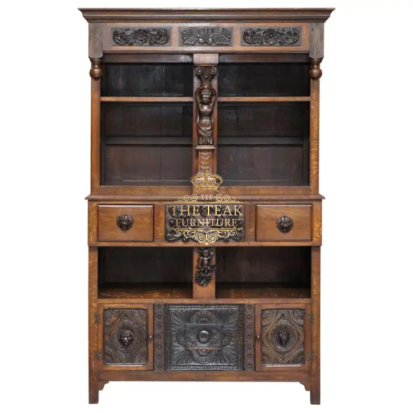Indian Heritage Hand Carved Teak Bookshelf – Stunning & Unique