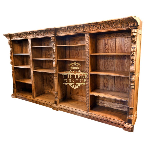 Royal Teak Wood Bookshelf – Fully Hand Carved with Luxury Finish