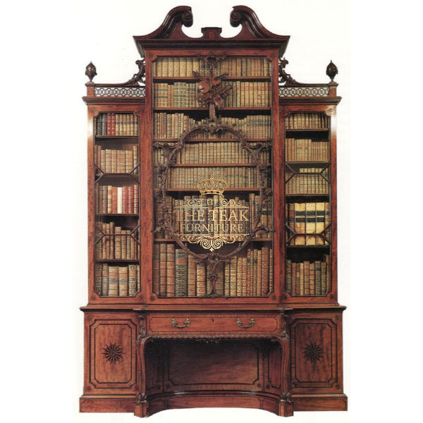 Solid Teak Wood Bookshelf – Antique Finish & Handcrafted Excellence