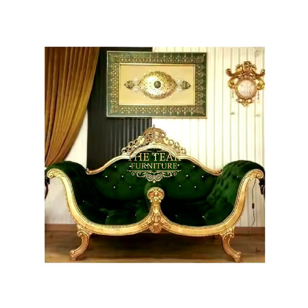 Ornate Teak Wood Carved Sofa – Premium Quality Handmade Wooden Couch