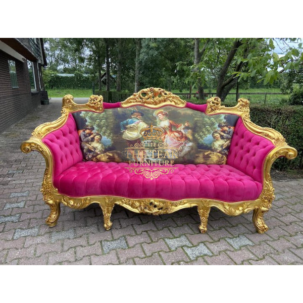 Designer Teak Hand-Carved Couch – Timeless Solid Wood Furniture Piece