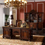 Load image into Gallery viewer, Royal Hand-Carved Teak Study Table – Elevate Your Office with Timeless Beauty
