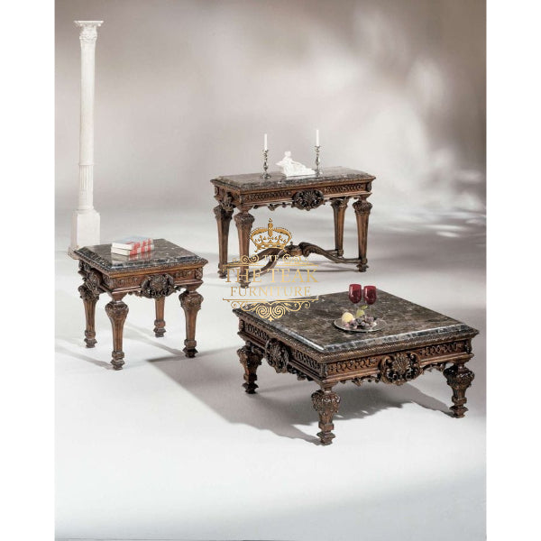 Luxury Teak Hand Carved Coffee Table – Artisan Craftsmanship & Rich Finish