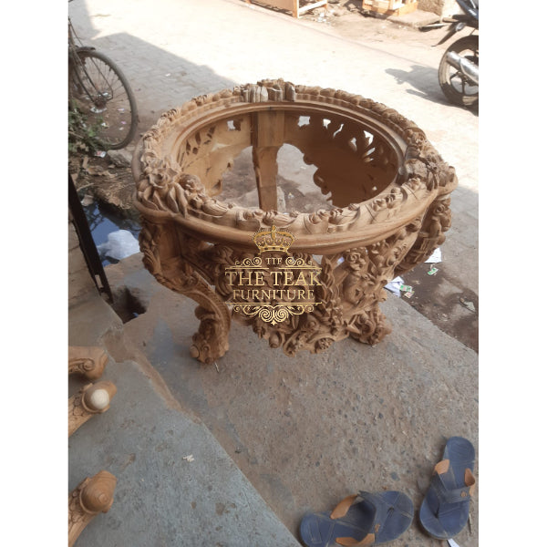 Luxury Hand Carved Teak Coffee Table – Premium Craftsmanship & Long-lasting Quality