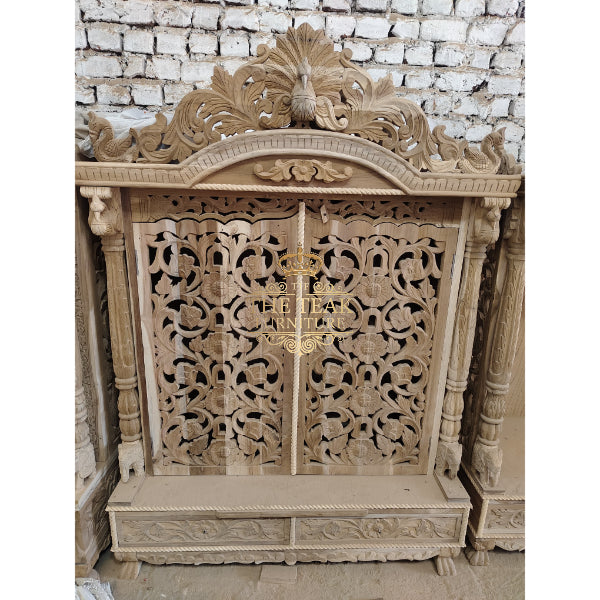 Premium Teak Wood Mandir – Traditional Indian Worship Altar