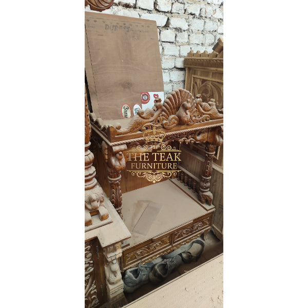 Traditional Teak Wood Hindu Temple – Handcrafted with Detailed Carvings