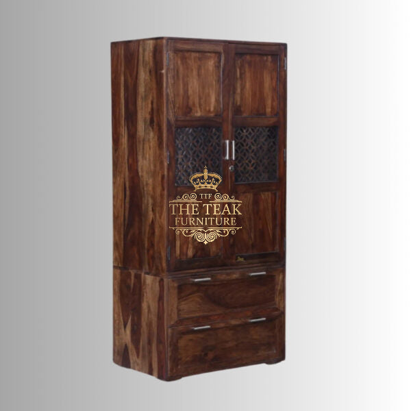 Traditional Maharaja-Style Wooden Wardrobe – Handcrafted Teak Almirah for Classic Homes