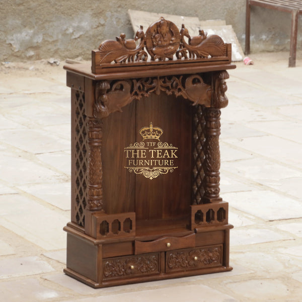 Beautiful Hand-Carved Teak Wood Mandir – A Sacred Home Altar