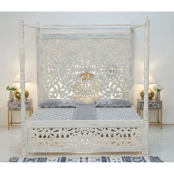 Maharaja’s Opulent Bed – Lavishly Carved Wooden Elegance