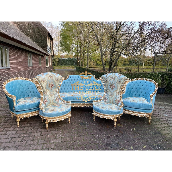 Handmade Wooden Sofa Set – Premium Teak with Intricate Traditional Carvings