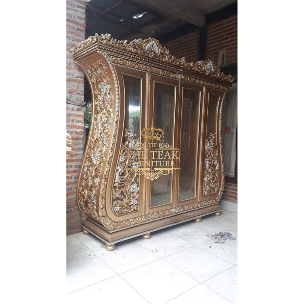 Handcrafted Teak Wood Almirah with Intricate Carvings – Elegant Home Storage