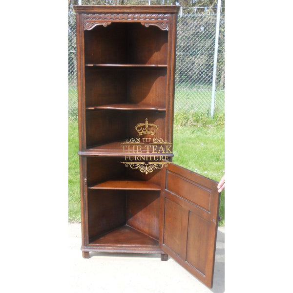 Antique Hand Carved Teak Bookshelf – Luxury, Strength & Style