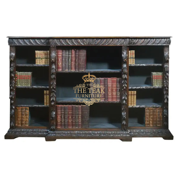 Classic French-Inspired Hand Carved Teak Bookshelf – Luxurious & Unique