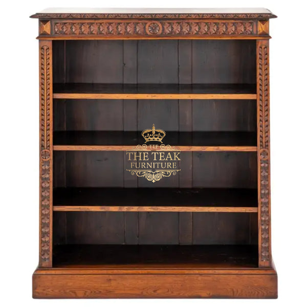 Handcrafted Wooden Bookshelf – Luxurious Solid Teak with Classic Charm