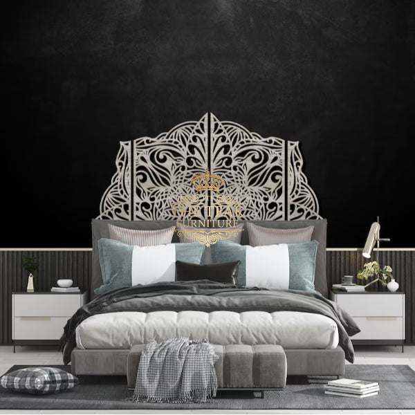 Ethereal Renaissance Bed – Lavish Wooden Architecture with Royal Engravings