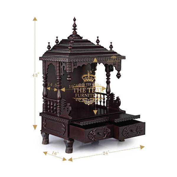 Hand-Carved Teak Wood Shrine – Ultimate Devotional Home Temple