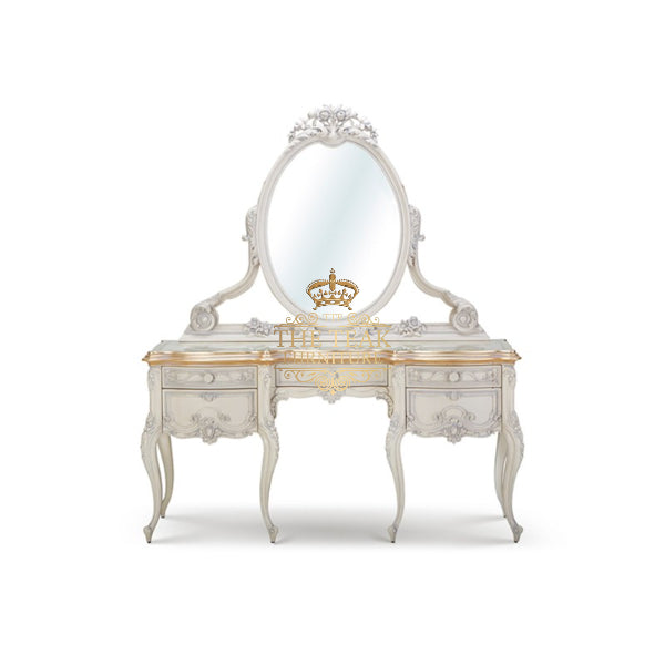 Royal Luxury Teak Dressing Table – Hand Carved with Intricate Detailing