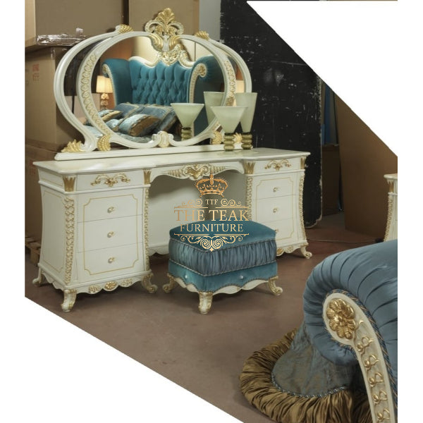 Designer Hand Carved Dressing Table – Royal Teak Finish