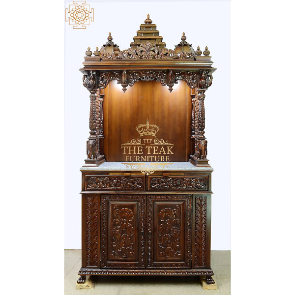 Exquisite Teak Wood Pooja Temple – Royal Handcrafted Elegance